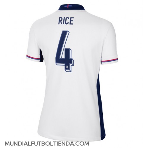 Camiseta Inglaterra Declan Rice #4 Primera Equipación Replica Eurocopa 2024 para mujer mangas cortas